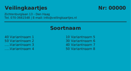 Voorbeeld veilingkaart op Cariben