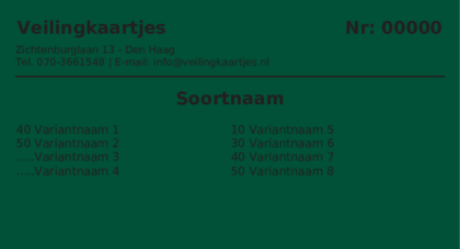 Voorbeeld veilingkaart op Dennengroen