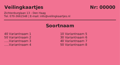 Voorbeeld veilingkaart op Fel roze