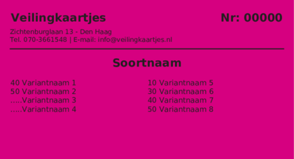 Voorbeeld veilingkaart op Fuchsia