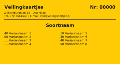 Voorbeeld veilingkaart op Goudgeel