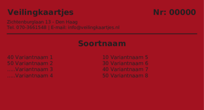Voorbeeld veilingkaart op Kardinaalrood