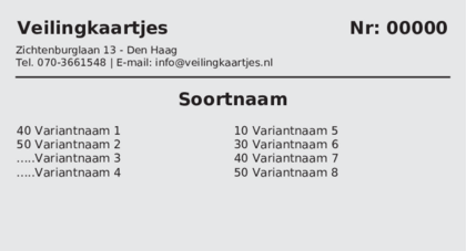Voorbeeld veilingkaart op Lichtgrijs