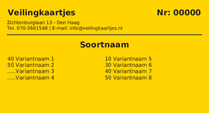 Voorbeeld veilingkaart op Zonnegeel